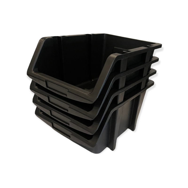 4 PACK LARGE Size Stacking Bin Set, Made From Recycled Water Bottles, 7" H x 9" W x 14.25" D, 8