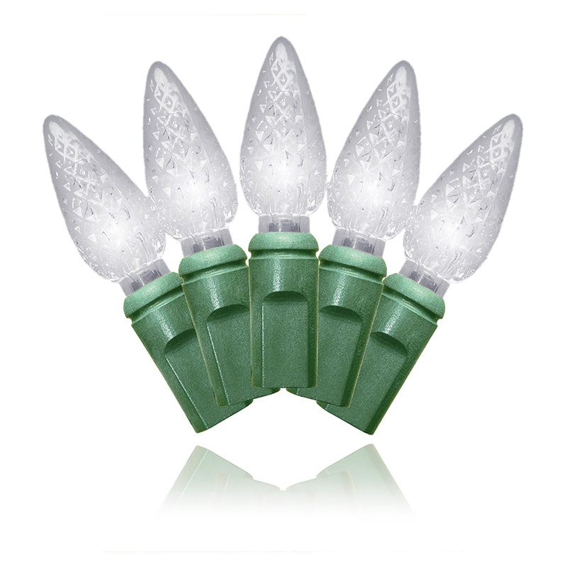 35 guirlandes de lumières, Blanc pure / vert