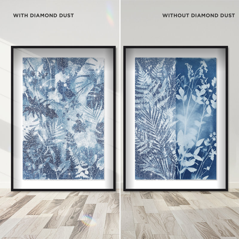 Blue Folliage Set Shadowbox Floral & Botanical Print by Oliver Gal, Black Frame, 10 x 15, 17.5"H x 25.5"W, Black Shadowbox