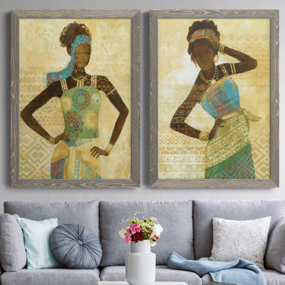 Tribal Vision I - ensemble de 2 reproductions d'art sur toile encadrées