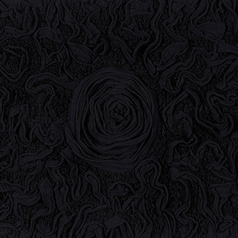 Taki Cotton Round Bath Rug, Black, 30" Round