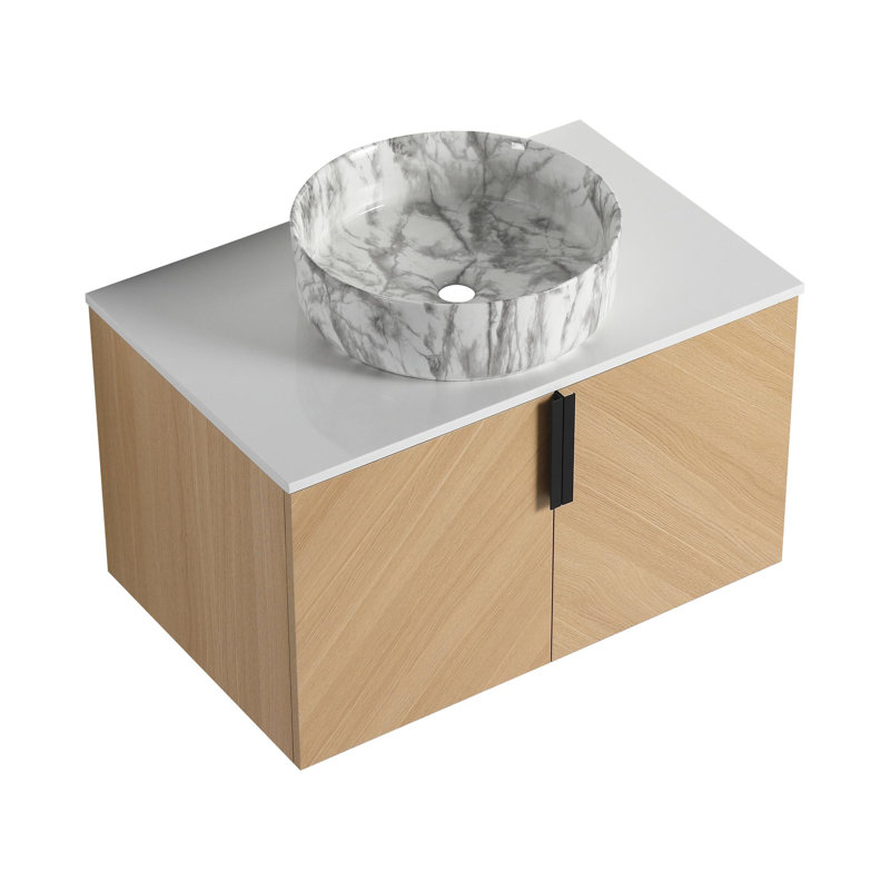 30" bathroom vanity with ceramic sink