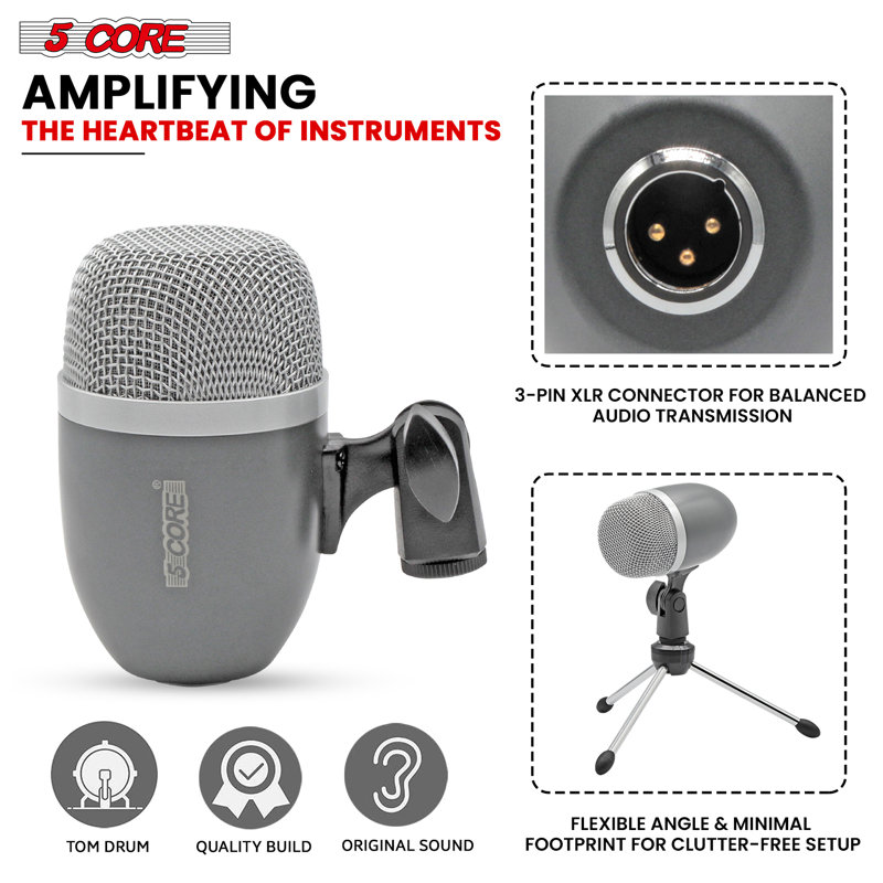 Microphone 5 fils Conga Mic Snare Tom, Gris