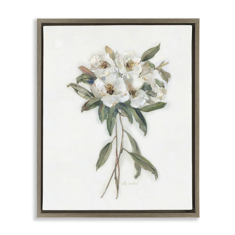 Cadre flottant blanc avec fleurs sauvages, design par Sally Swatland, H 31 po x l 25 po, Cadre flottant orme Montalcino