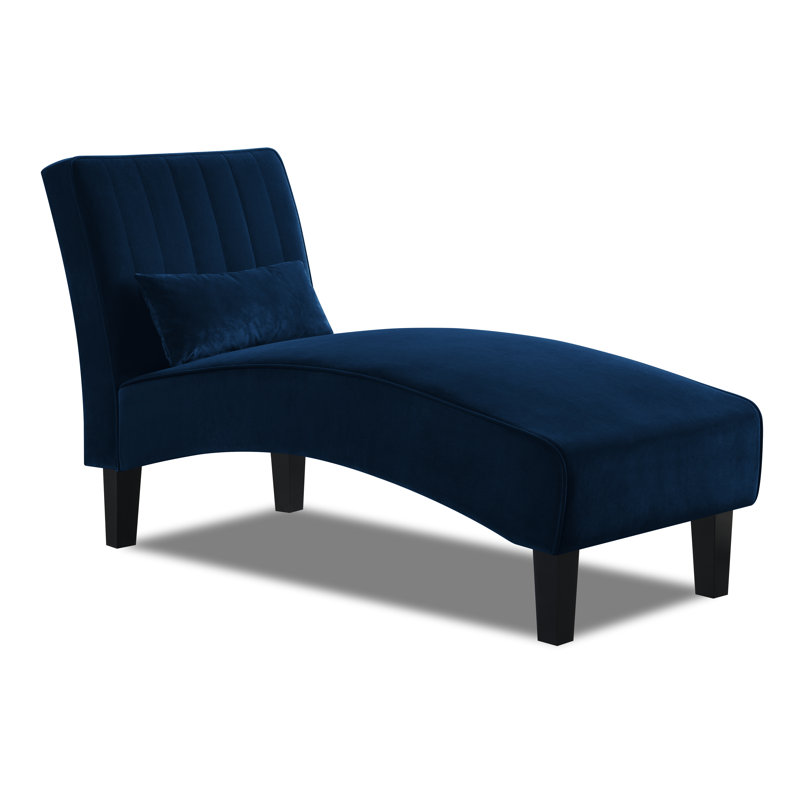 Abbiegail Velvet Chaise Lounge, Blue