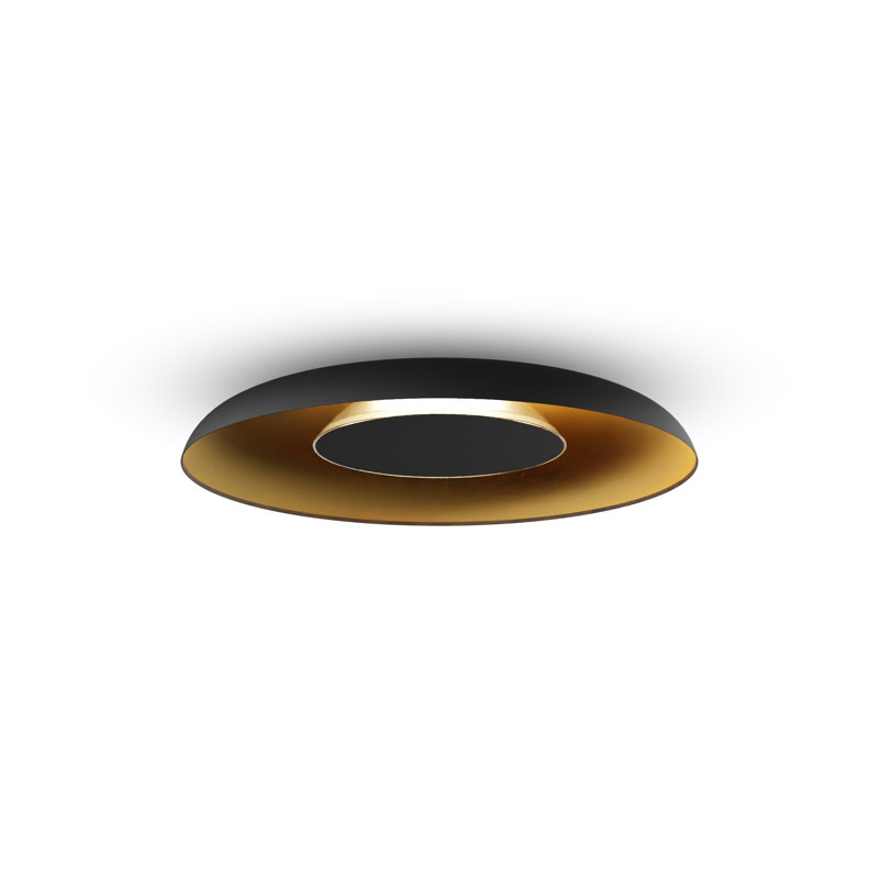 Ramen LED Flush Mounted Sconce, 3.5" H x 24" W x 24" D, Matte Black/Gold