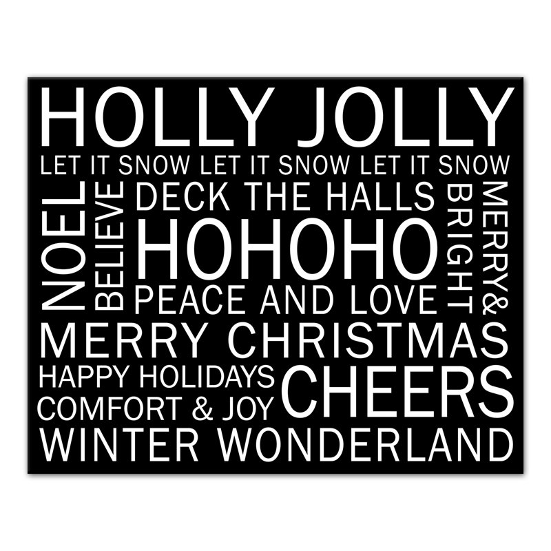 «Christmas Sayings», impression sur toile tendue, H 16 po x l 20 po x P 1,25 po, Noir