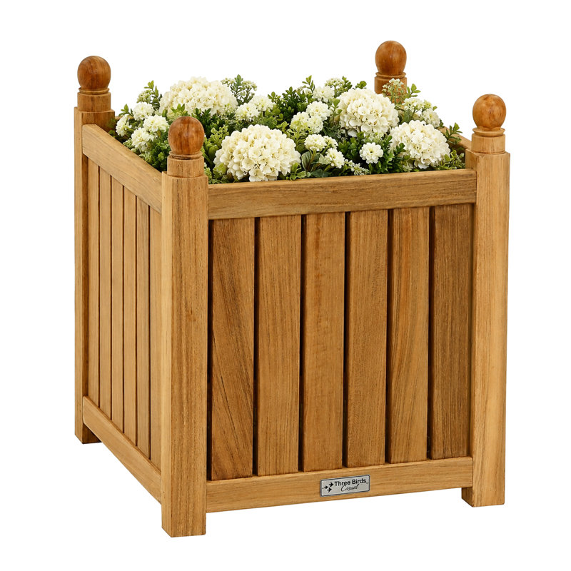 Teak Outdoor Square Planter Box, Small