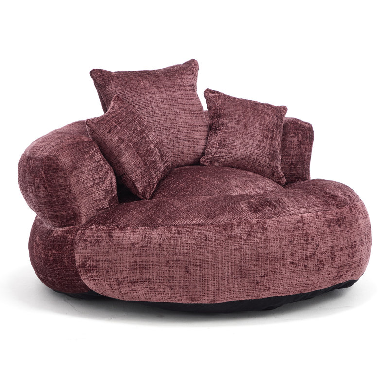 Jaquarion 42.52'' Wide Chenille Barrel Chair, Wine Red Chenille