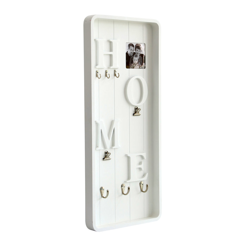 Solid Wood Wall Organizer with Key Hooks