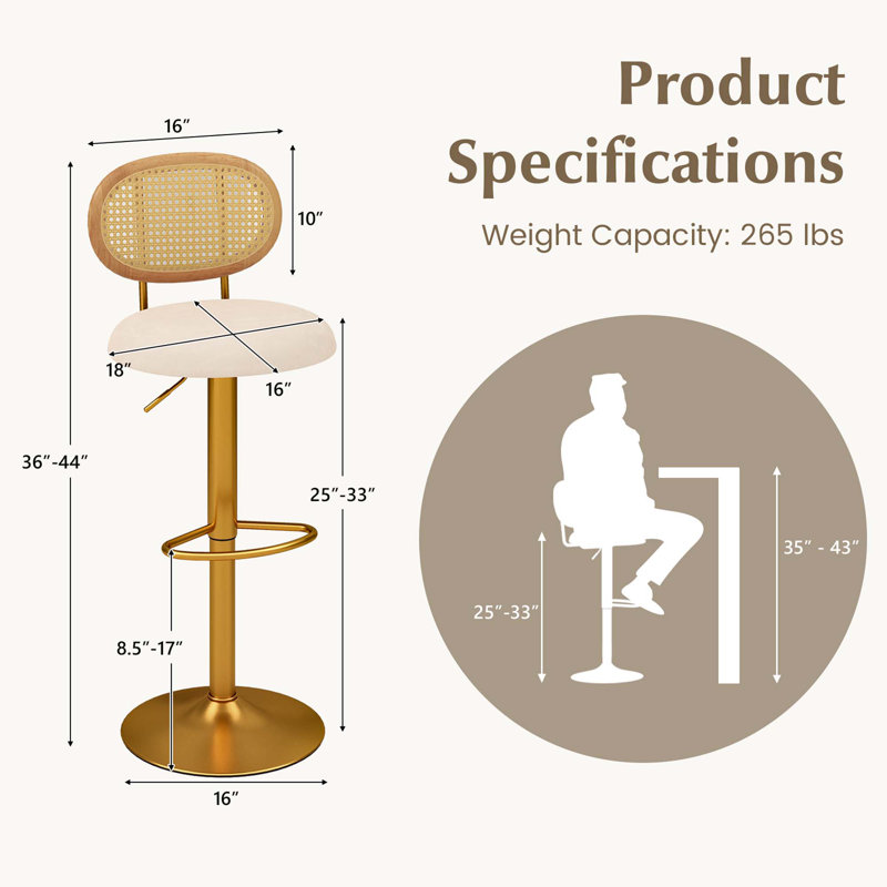 Tabouret pivotant à hauteur réglable Torjus