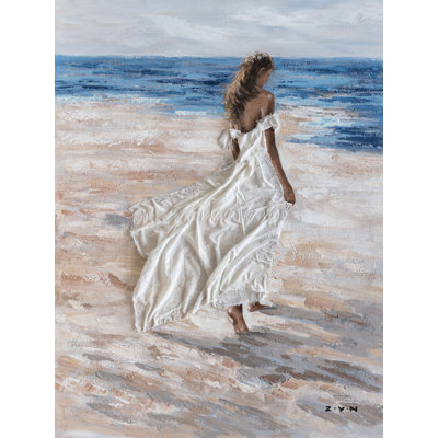 " Barefoot Girl On The Beach " Painting Print