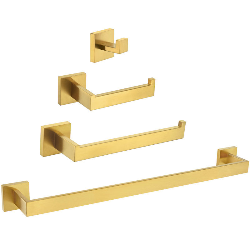 4 - Piece Bathroom Hardware Set, Brushed Gold