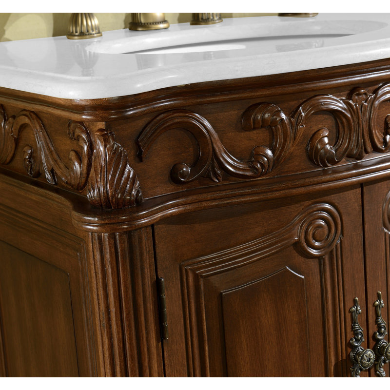 Ensemble de meuble-lavabo simple 27 po Aurillac, Teck, Blanc pur