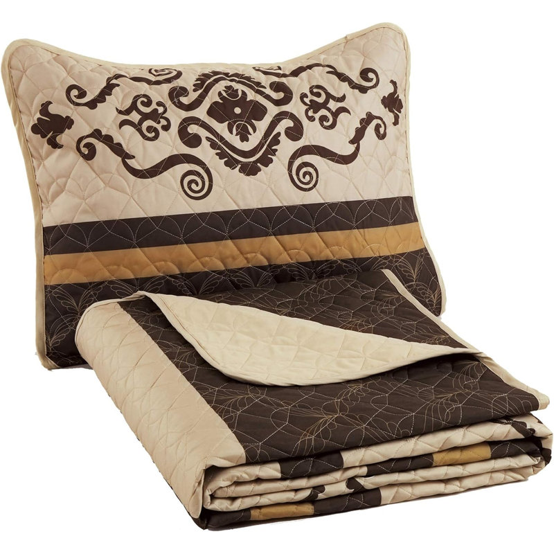 Polyester No Log Cabin Coverlet, Queen Coverlet / Bedspread + 2 Standard Shams