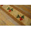 Antique Ivory Floral Design Field Running Dog Border American Folk Art Hooked Narrow Hallway Runner Rug