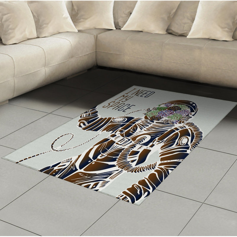 Tapis décoratif en fibre de polyester à haute densité et longue densité Outer Space, Rectangle— 4 pi x 5 pi 8 po