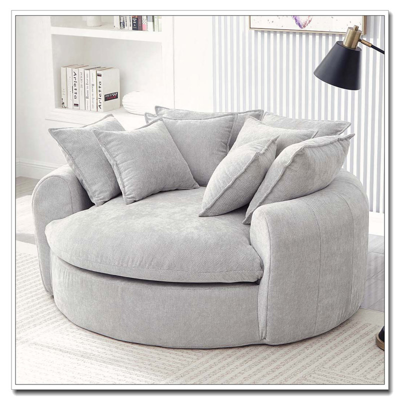 Fauteuil d'appoint rembourré en tissu chenille, Gris clair
