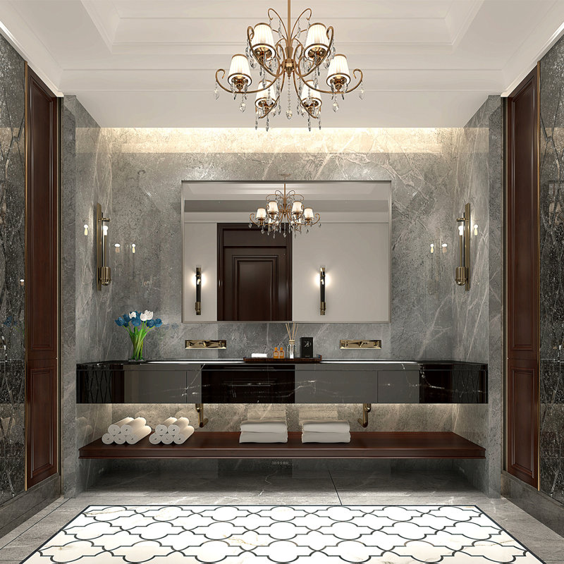 40x30inch Silver Bathroom Mirror With Beveled Edge And Aluminum Frame Distinctive, Silver, 30.63" x 39.08"