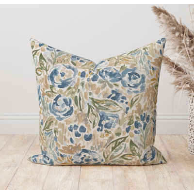 Blue And Green Floral Pillow Cover