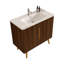 Meuble-lavabo 36 po en noyer rayé avec lavabo blanc brillant