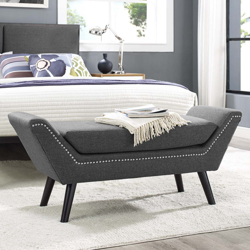 Banc en tissu Carson Carrington Lynge par Modway, Velours gris performance