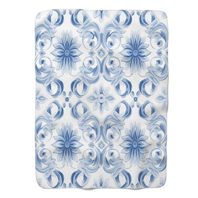 Floral Blueprints - 1 Piece Premium Sherpa Blanket