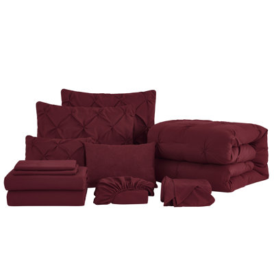 10-Piece Pintuck Bed in a Bag Comforter Set with Sheets and Decorative Pillows
