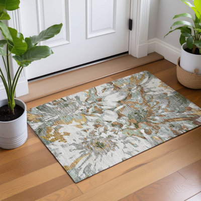 Tapis floral intérieur / extérieur lavable à la machine Molewski ACN2340
