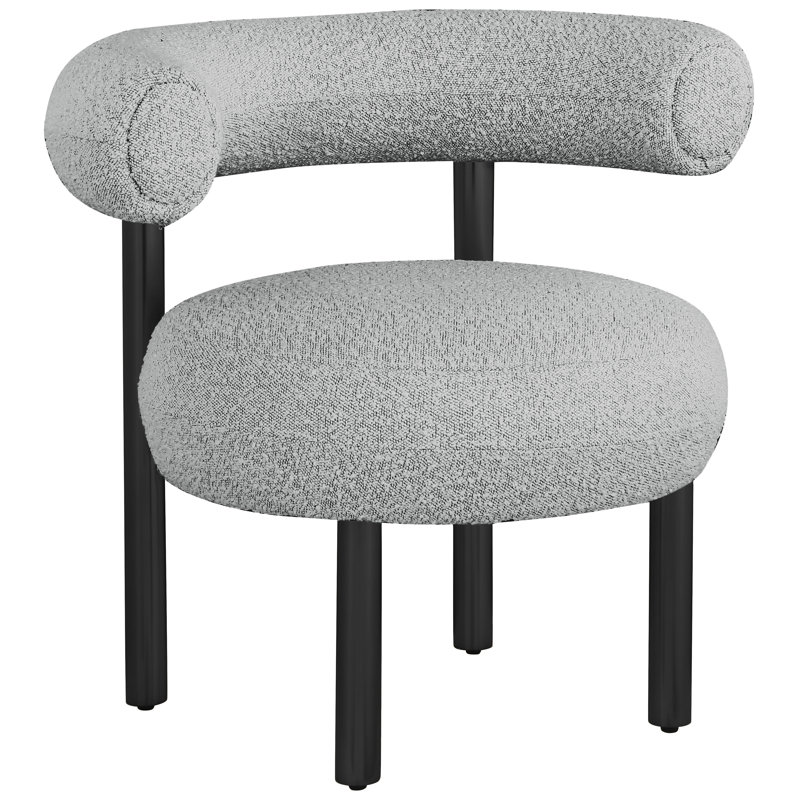 Bordeaux Boucle Fabric Accent Chair, Brass, Brown Boucle Fabric