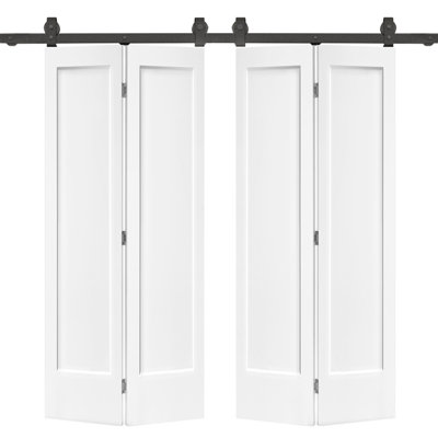 Panelled MDF Composite Double Bifold Barn Doors with Installation Hardware Kit