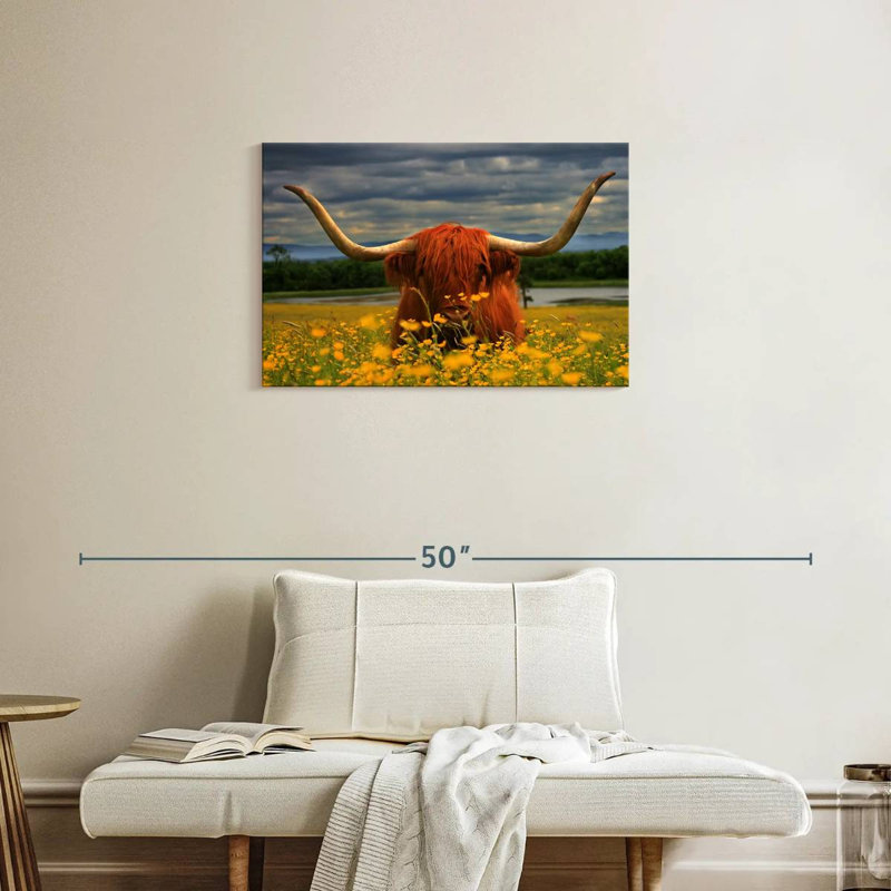 Brampt Floral Highland Cow, H 20 po x l 30 po