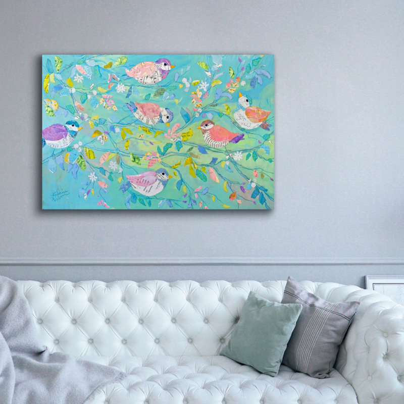 «Birds and Branches 2» par St. Hilaire Elizabeth, art mural sur toile, H 40 po x l 60 po x P 1,5 po