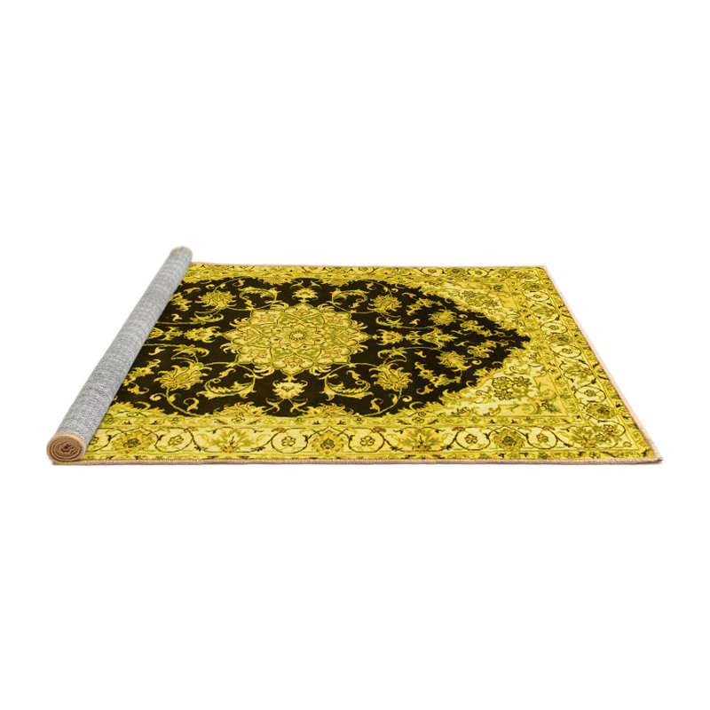 Tapis traditionnels jaunes 1178, Carré 7 pi