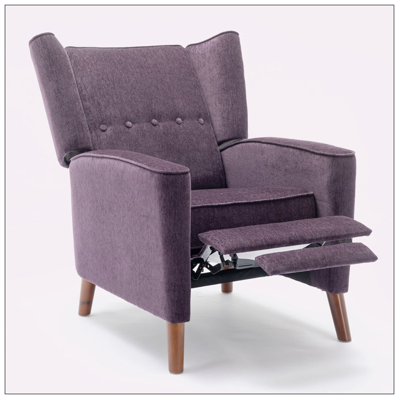 Chenille Wingback Recliner Chair, Purple Chenille