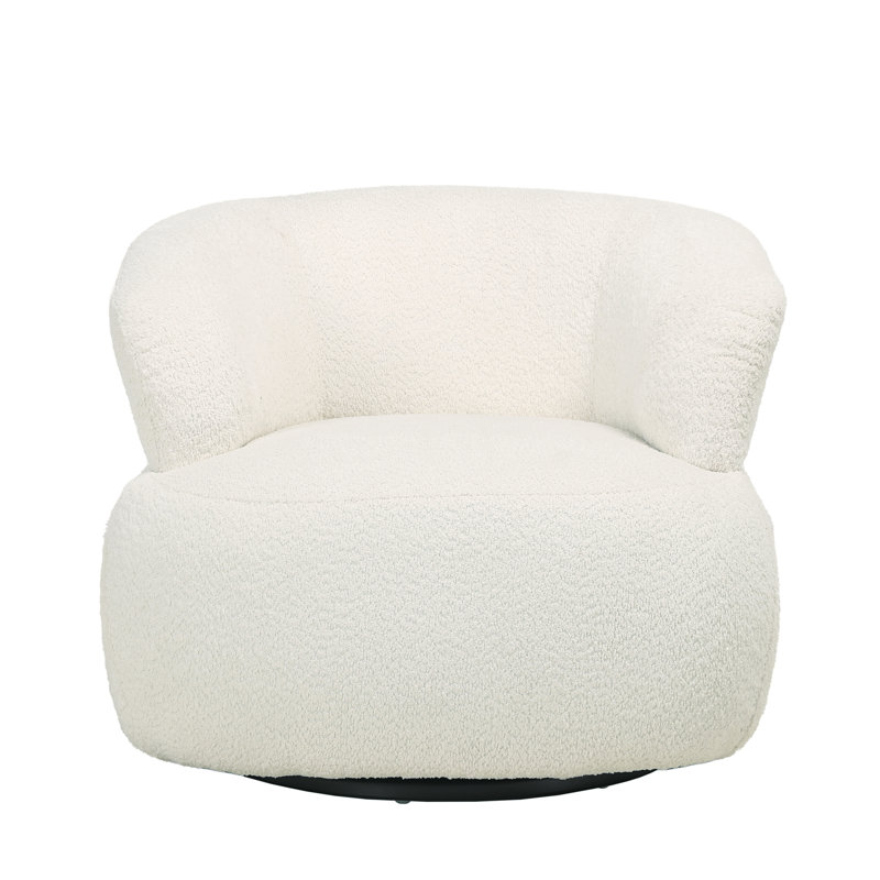 Eiryn Upholstered Swivel Accent Chair, Off White Chenille