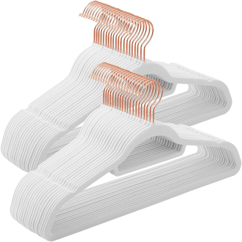 Cintre standard en velours antidérapant, Blanc, 50
