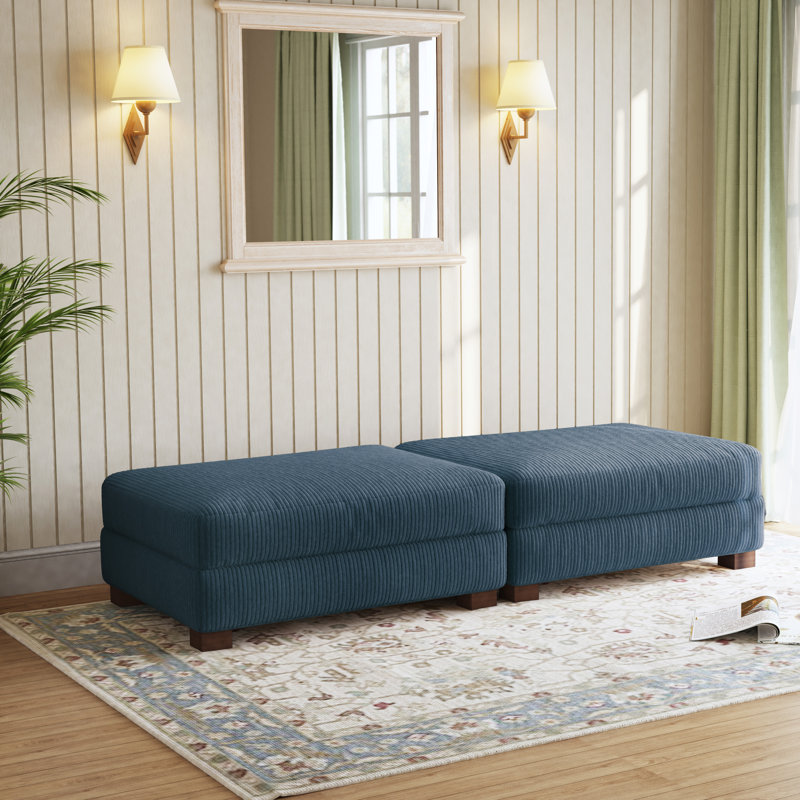 85.8cm Wide Solid Colour Standard Ottoman, Navy