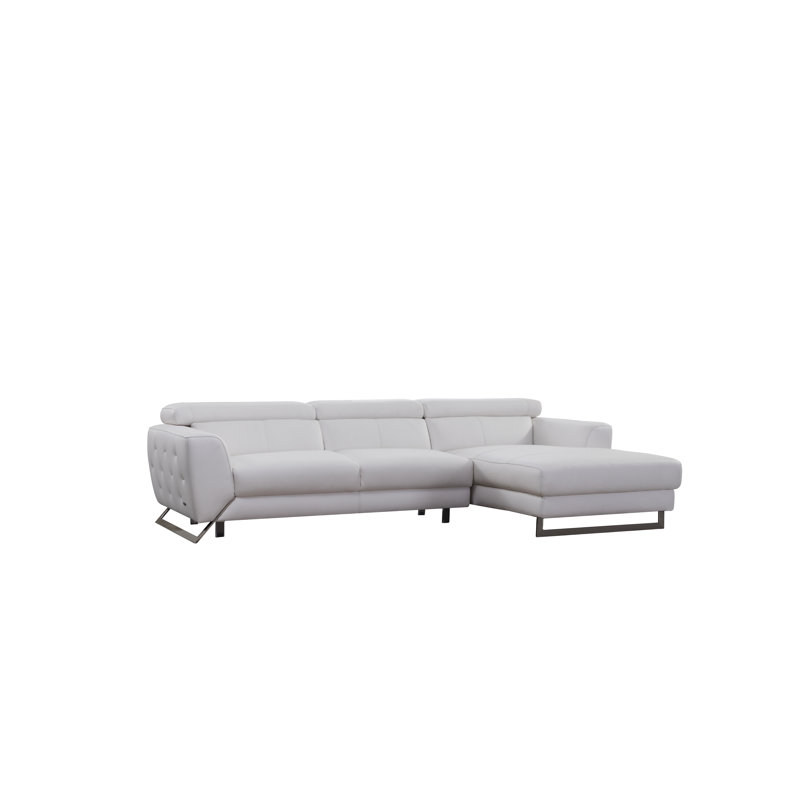 Canapé et méridienne en cuir Theriot, Orienté à droite (vu de face), Cuir assorti blanc
