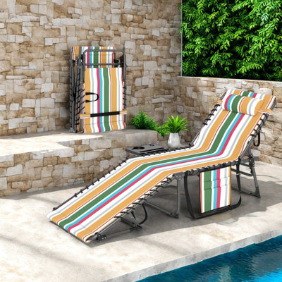 Chaise longue de patio réglable, structure en acier, design coloré, portable pour la détente en plein air