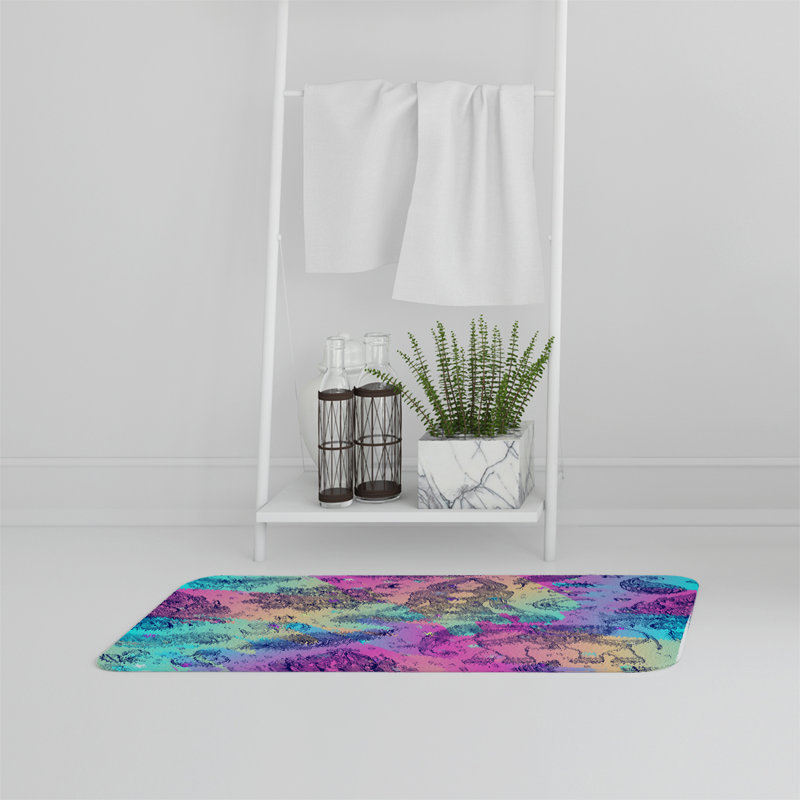 Pelfrey Memory Foam Non-Slip, No Pattern, Purple/Yellow/Black, Yoga & Mandala Art