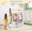 Cloud-Shaped Kids Dress-Up Wardrobe with Mirror, Open Hanging Rail & Storage Shelves-1453268030