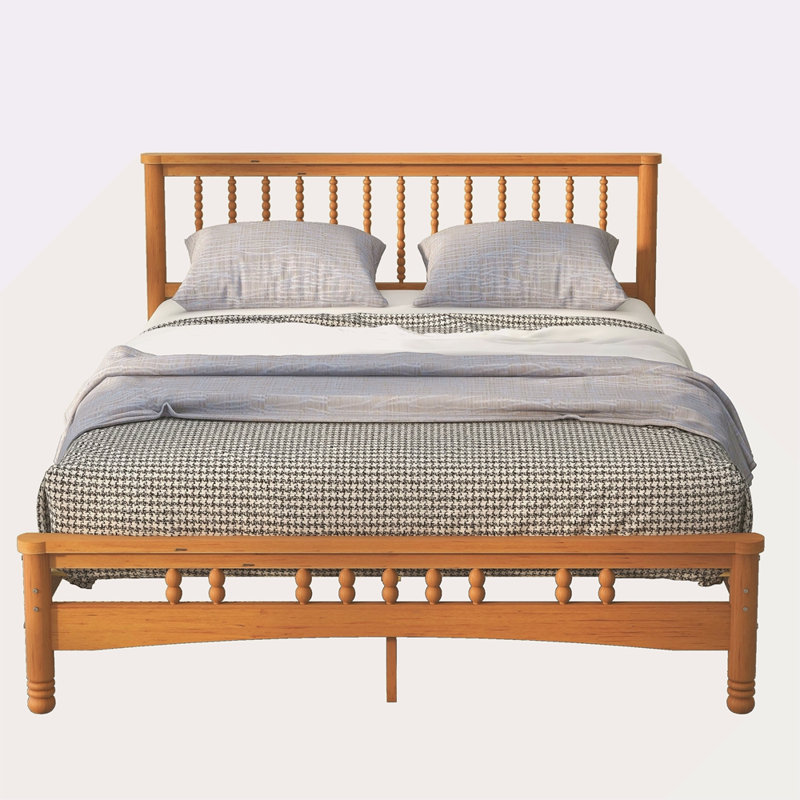 Structure de lit plateforme en bois de style grand lit avec tête de lit, sommier tapissier, assemblage facile