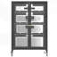 Armoire de rangement haute 35,8 po avec roulettes, meuble télé AV, 4 tablettes réglables en verre, structure en acier robuste, assemblage facile