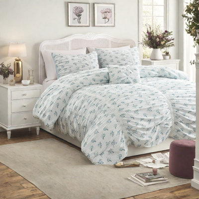 Striped and Floral Comforter Set