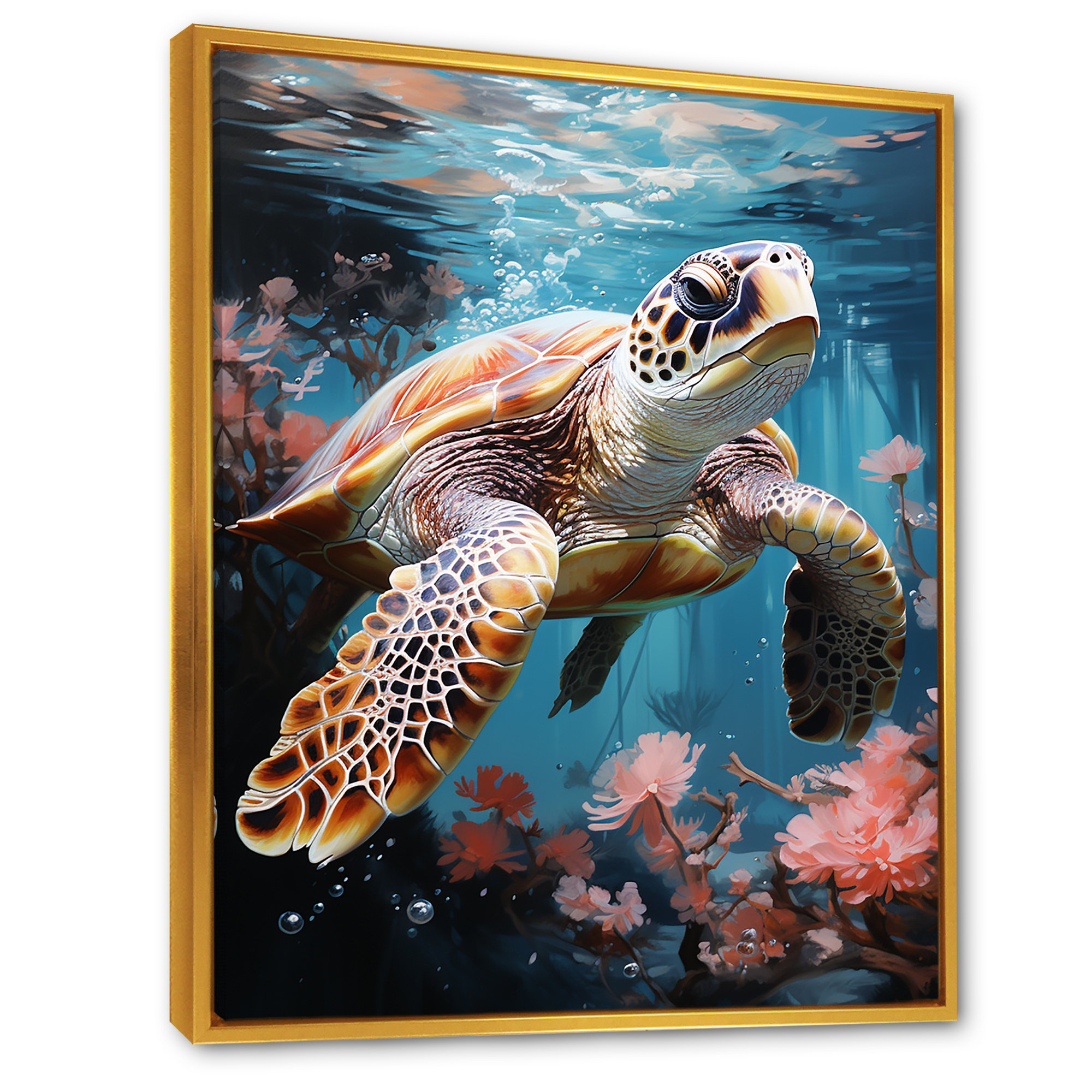Bay Isle Home™ Playful Sea Turtle - Turtle Animal Wall Art Living Room ...