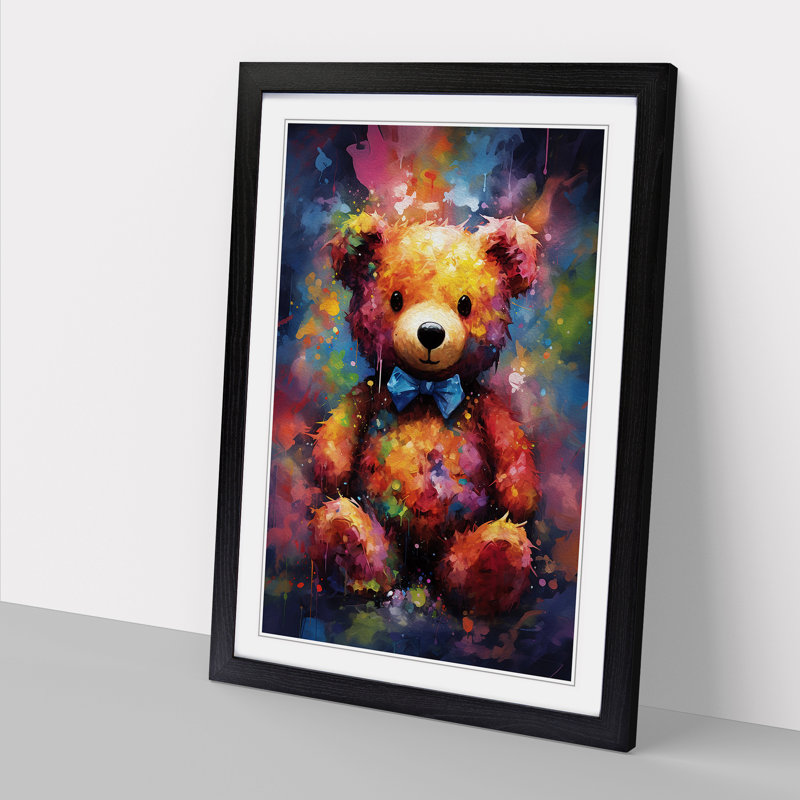 Teddy Bear Abstract - Framed Print, 34cm H x 25cm W x 2cm D, Black
