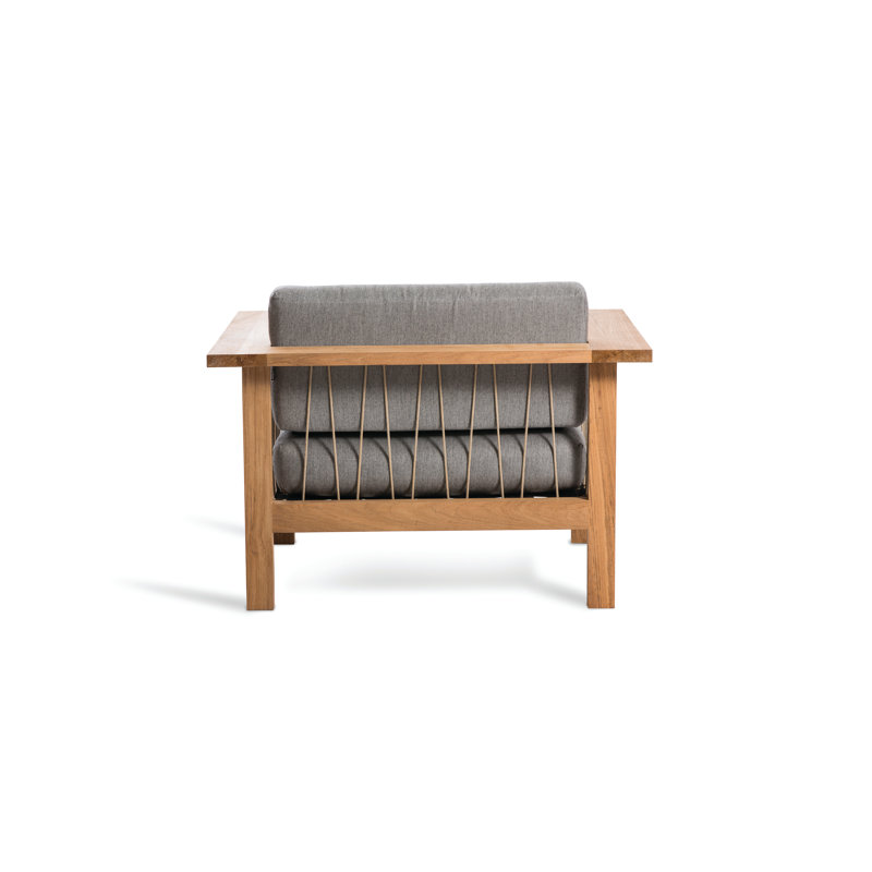 Maro Outdoor Teak Lounge Chair, Charcoal Chine