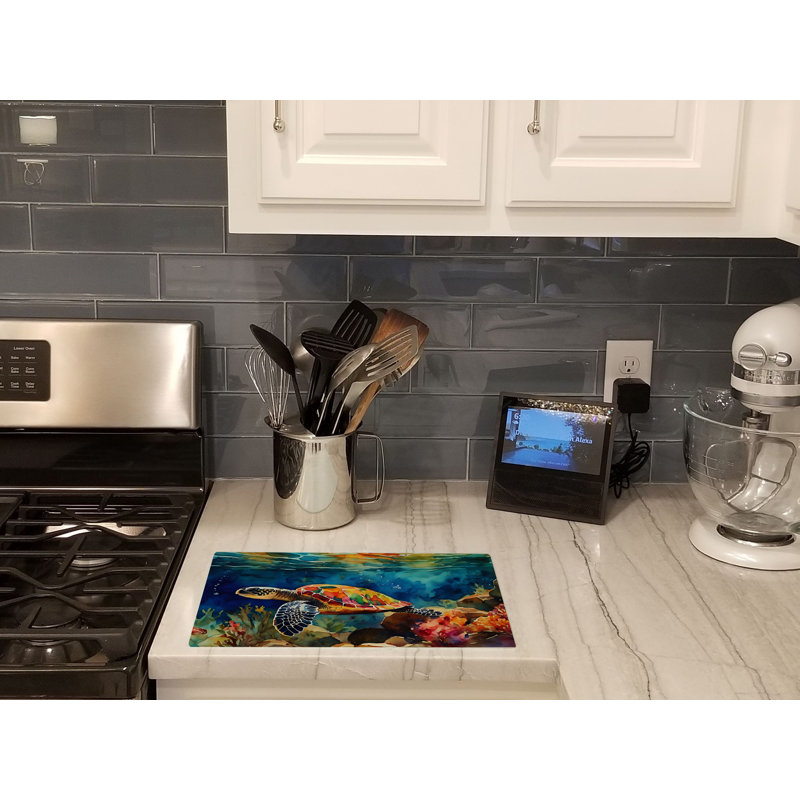 Loggerhead Sea Turtle Glass Cutting Board Large