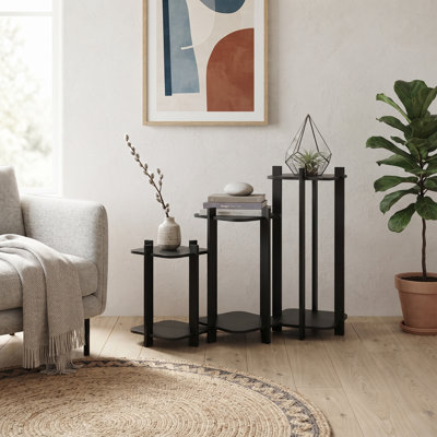 Square Tiered Pedestal Stands(Set Of 3)
